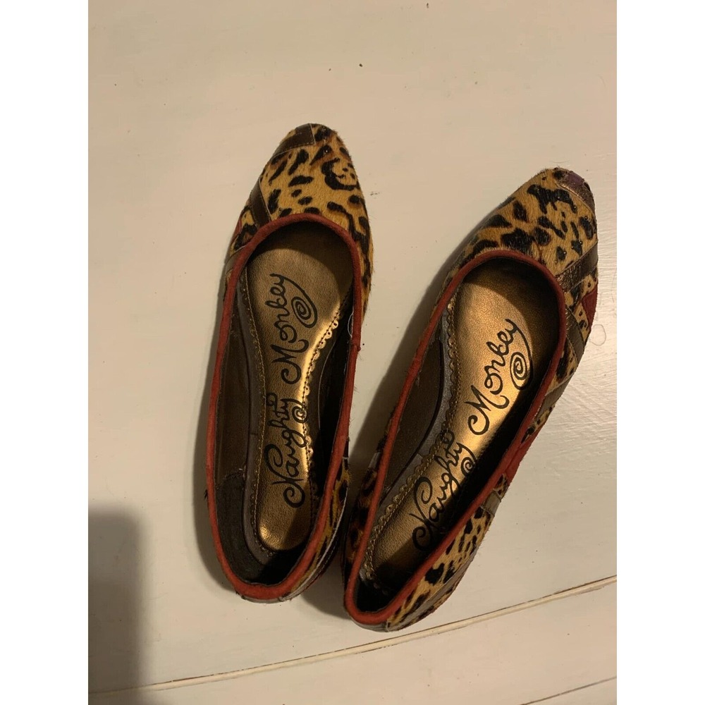 Naughty‎ Monkey Leopard Print Suede Ballet Flats Women's Size 6.5